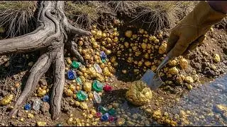 wow wow Amazing ! Mining ⛏️ Gold  nuggets and Faceted Gems Found Together!