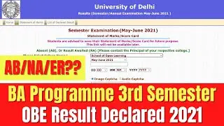 DU SOL | BA Programme 3rd Semester OBE Result Declared 2021 | AB/NA/ER? | SOL Reporter.