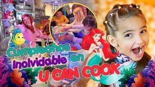 Mia en un cumpleaños de ensueño cocinando. Ariel La Sirenita tambien estuvo!