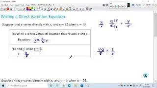 Writing a Direct Variation Equation
