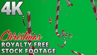 Christmas Candy Cane Loopable 4K Green Screen - Copyright & Royalty Free Stock Footage