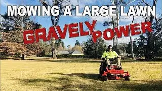 Mowing a large lawn with the Gravely in (realtime)