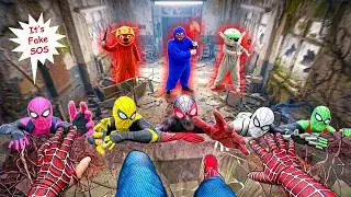 Bros 6 Spider-Man Was Tricked by Fake SOS Location ( Action POV vs 4 Giant Mascot Teddy Bear )