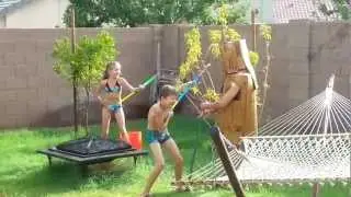 Kids vs. Robot water fight