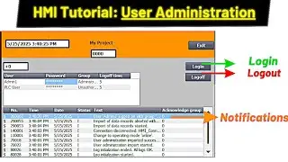 User Administration in TIA Portal HMI | Login, Logoff and  Notifications
