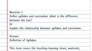 Syllabus and Curriculum | B.Ed. Handwritten Notes | Understanding Discipline & Subjects | KUK