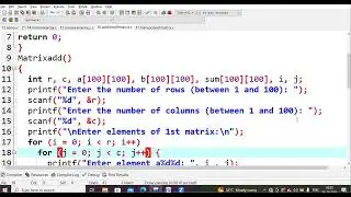 16. C program to perform the addition of matrix using functions | C Programming LAB | PPS LAB