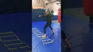 BOXING LADDER DRILLS 👣🥊 Adding punches to basic footwork drills #kickboxing #mma  #boxing