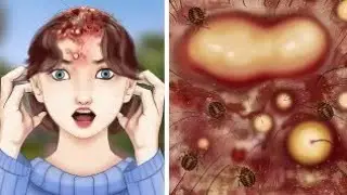 ASMR animation for removing head worm video\ugly scalp treatment