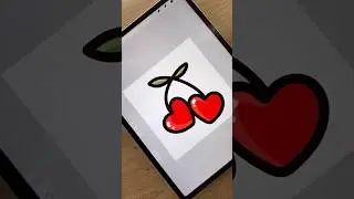 How to draw cute little heart cherries🥹🍒♥️ #art #draw #drawing #digitalart #drawingtutorial