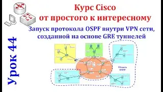 Урок 44 Cisco Packet Tracer Запуск протокола OSPF внутри VPN сети, созданной на основе GRE туннелей