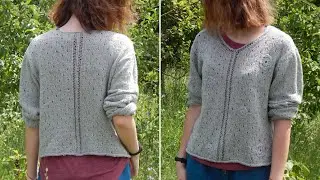 Ажурная кофточка спицами для женщин из тонкой пряжи / Кофта оверсайз спицами