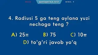 Matematikadan tezkor test. 1-variant. Qiziqarli matematika. Sodda matematika.