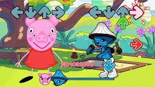 FNF NEW Smurf Cat vs Peppa ALL PHASES Sings Bluey Can Can | Smurf meme FNF Mods