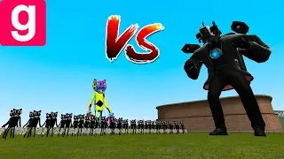 CARTOON CAT ARMY VS CAMERAMAN MECHA BOSS AND PCMAN TITAN IN Garry's Mod