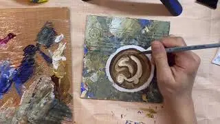 Acrylic painting using a brush and palette knife, ‘No cappuccino in Soviet’