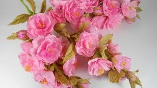Ветка сакуры из гофрированной бумаги