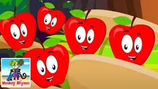 Five Red Apples | The Apple Song | Nursery Rhymes and Kids Songs | Monkey Rhymes