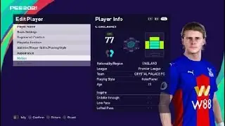 conor calagher face e football pes 2021 crystal palace