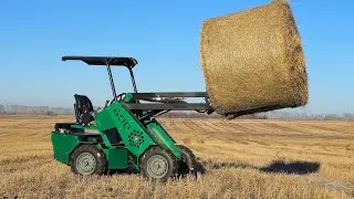 Мини погрузчик Maker 600 против рулонов (тюков) соломы!