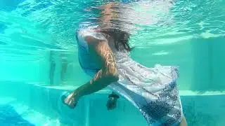 •WETLOOK• Model Elena in the pool, wet dress, wet hair...👗♥