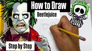 How to Draw Beetlejuice - EASY step by step for kids #beetlejuice #draw