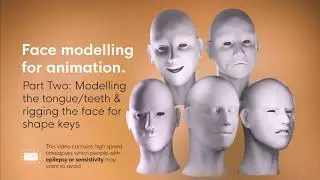 (Free Asset) Modelling human tongue/teeth and rigging face for animation in Blender (timelapse).
