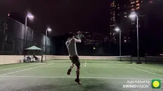 Tennis singles match in the rain vs Kyle