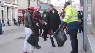 Street Cleaner Bottles Arrogant Man for Littering