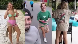 Virgínia e o Zé dançado/Vi divertindo muito com o Hebert/M.Alice foi conhecer a igreja do condomínio