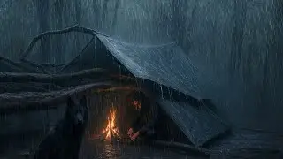 48 Hours in Heavy Rain | No Tent, No Sleeping Bag - Forest Survival with My Dog