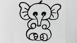 Easy Baby Elephant 🐘 Drawing #viralvideo #art #easydrawing #draw #kidslearning #trending