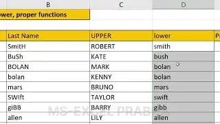 UPPER | lower | proper function usage in excel