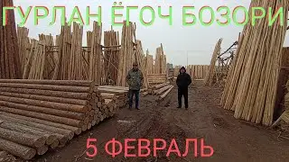 Гурлан ёгоч бозори нархлари 5 февраль 2022