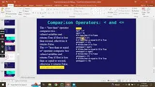 Lec 15 || less then and less then equal to operator in python || Operators in Python