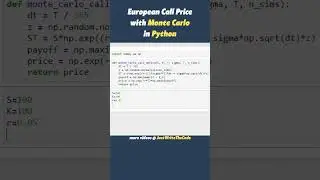 Price European Call with MONTE CARLO in PYTHON 🔥 #shorts #trading