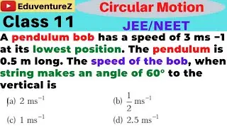 A pendulum bob has a speed of 3 ms −1 at its lowest position. The pendulum is 0.5 m long. The speed