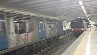Lisbon Metro 313 + 399 arriving Lisbon Airport Station on 11/05/24