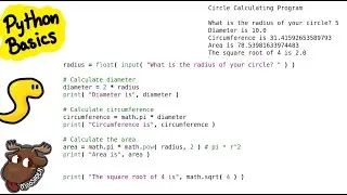 Python coding examples - Variables and Math - Basics of pow, sqrt, and pi