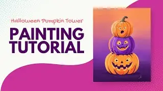 🎃 Learn How to Paint a Halloween Pumpkin Tower | Step-by-Step Painting Tutorial