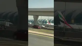 Emirates A380 airbus view from dubai metro bus RTA