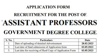 Permanent Assistant Professor Recruitment Notification in Govt. Degree College | Sarkari Naukri