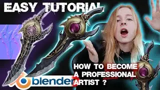 How to create Hand Painted low Poly SWORD  | Hand Painted game asset in Blender 2.9 | Full tutorial