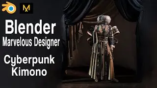 Cyberpunk Kimono Timelapse - Concept art in Blender