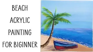 Beach acrylic painting | Easy acrylic painting for beginners step by step #13