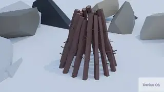 Blender Low Poly Wooden Sticks | Low Poly Wood Poles | Low Poly Fire Place