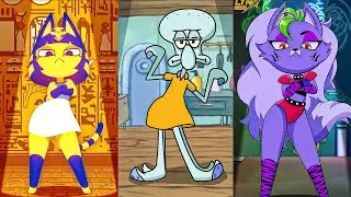 Ankha Vs Squidward Vs Cute Roxy Dance Battle #ankha #squidward #roxy