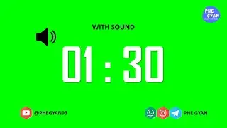 1 min 30 seconds Green Screen Timer with Sound  @PHEGYAN93