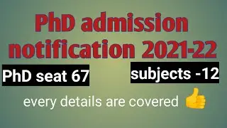 PhD aplication form 2021-22//phd admission notification 2021-22//