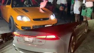 Turbocharged K20 EK Vs Audi S4 | Doug Gore’s 700 BHP 2021 Audi RS7 Vs Golf R! Ironshore Drag Racing!